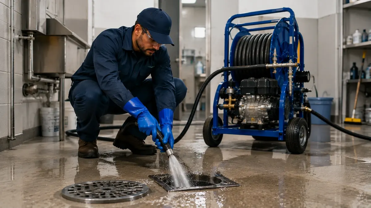 Floor Drain Hydro Jet Cleaning in Nuevo