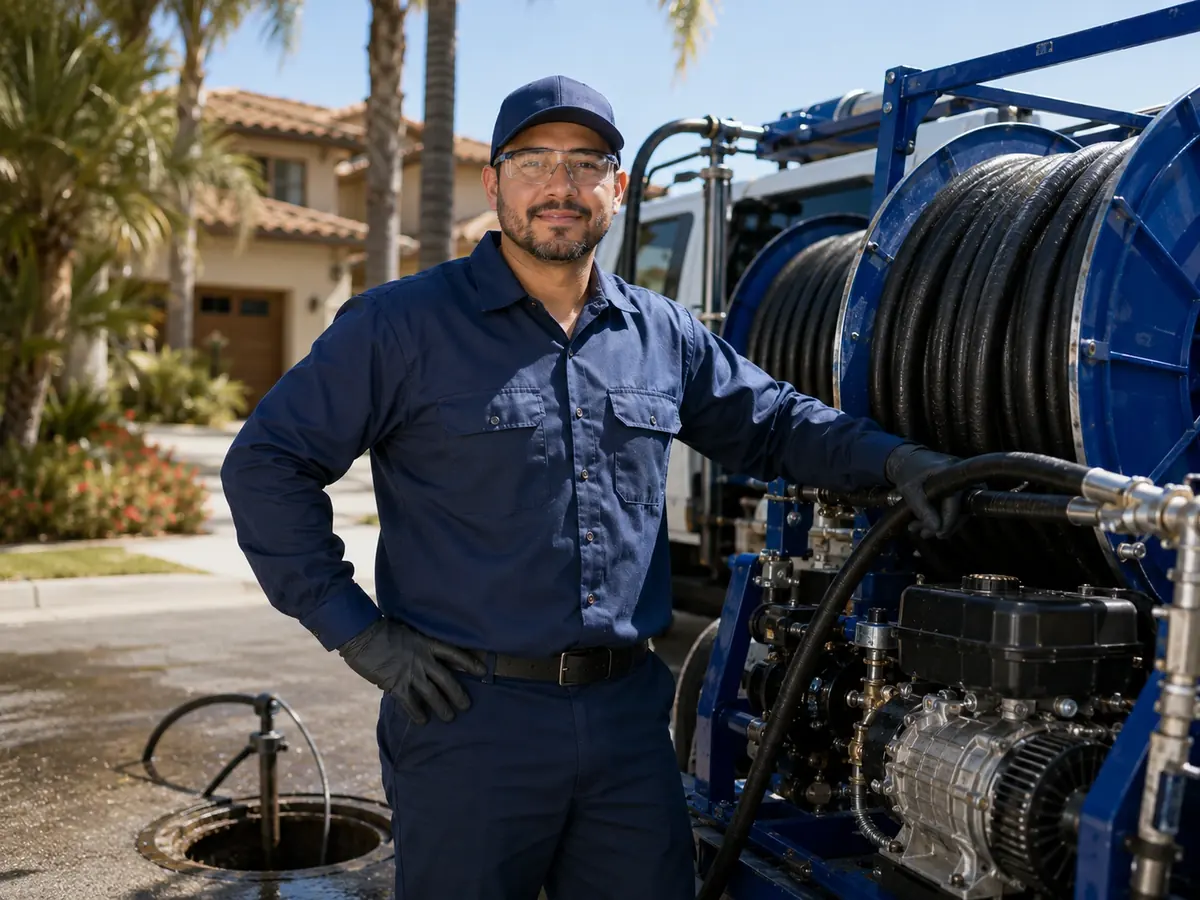 Hydro jet sewer cleaning in Nuevo