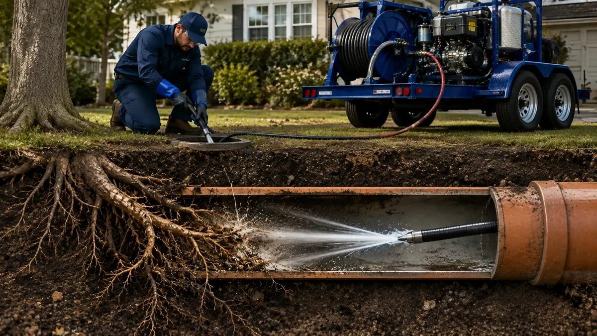 Tree Root Removal with Hydro Jetting in Nuevo
